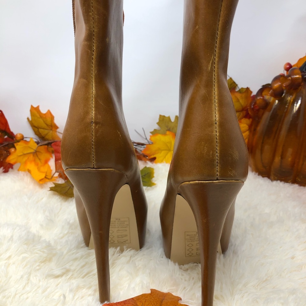 Cognac Colored Platform Booties - image 4